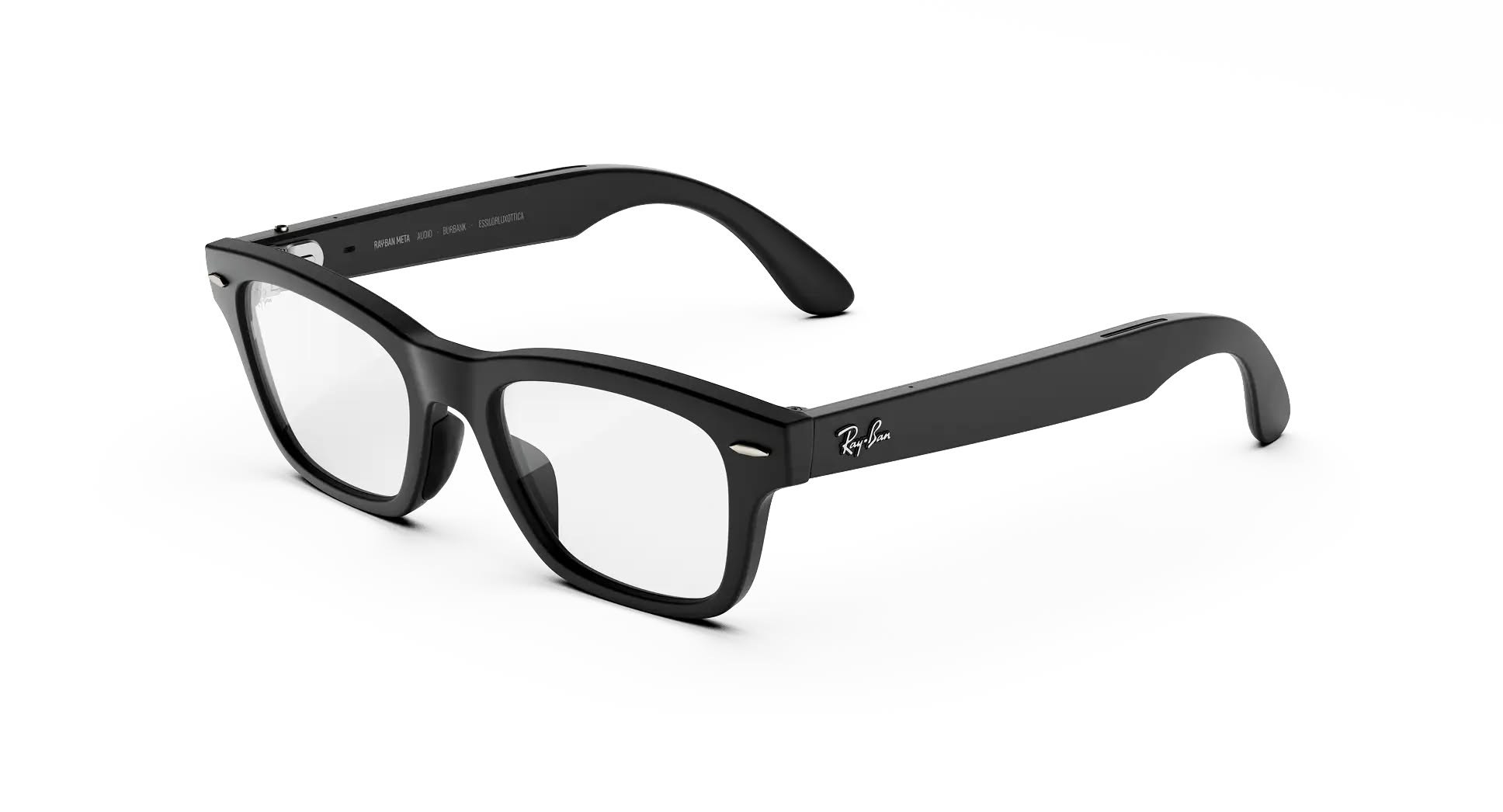 Очки Ray-Ban Meta Burbank в матовом чёрном цвете крупным планом
