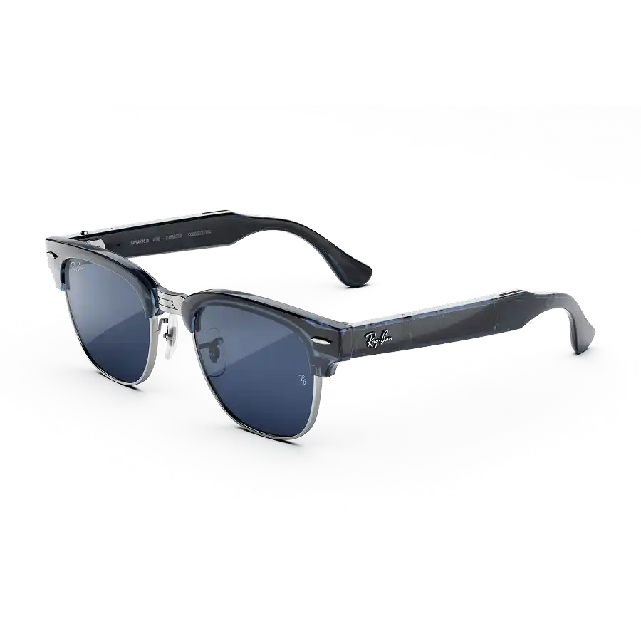 Умные очки Ray-Ban Meta Clubmaster с прозрачной серо-синей оправой и синими линзами