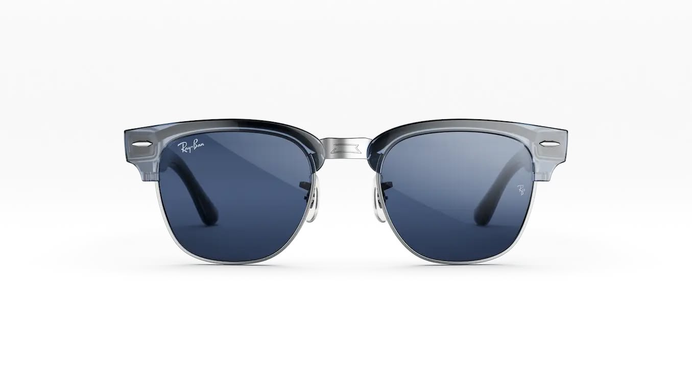 Очки Ray-Ban Meta Clubmaster Transparent Sky Blue с синими линзами Transitions